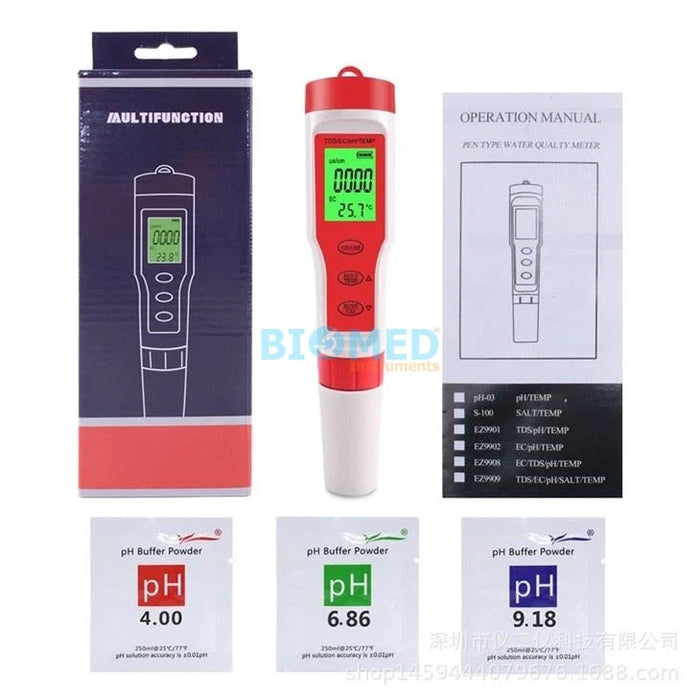 Medidor de pH / conductividad / TDS / temperatura - 4 en 1 EZ-9908