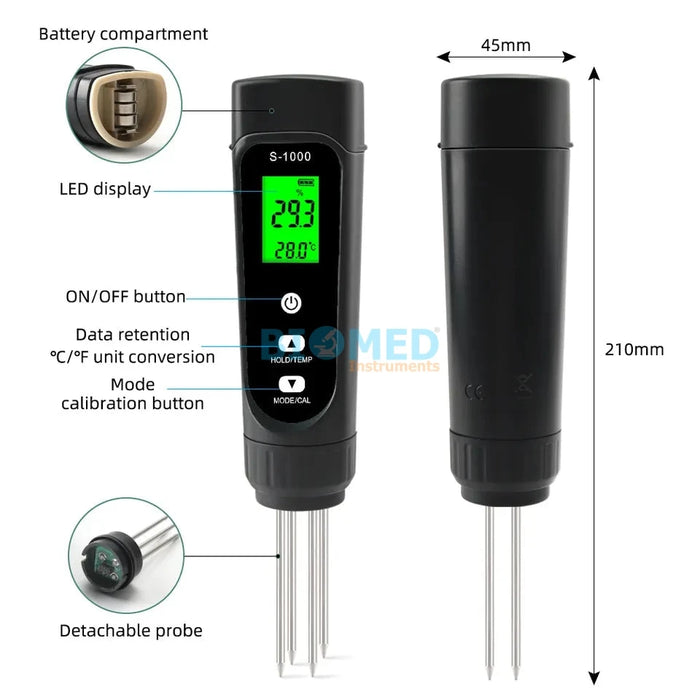 Medidor de Conductividad Suelo/ Humedad / Temperatura , 3 en 1