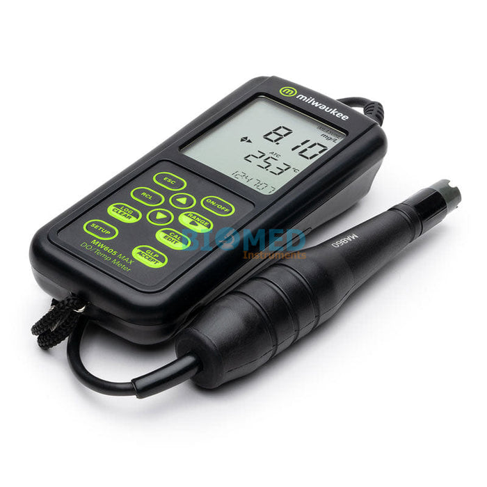 Medidor de oxígeno disuelto galvánico impermeable con calibración automática Milwaukee MW605 MAX