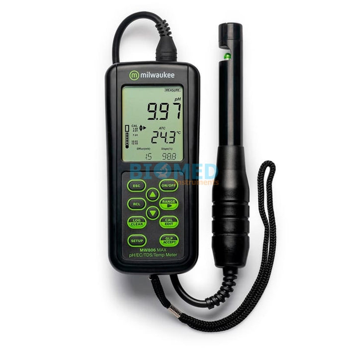 Medidor 4 en 1, Ph/Ec/Tds/Temp. Con Atc Portátil  (Rango Alto) Milwaukee Mw806
